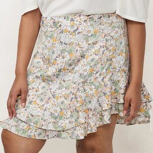 LC Lauren Conrad Lady Daisy Floral Ruffled Hem Lined Skirt Boho Plus Size 1X NWT